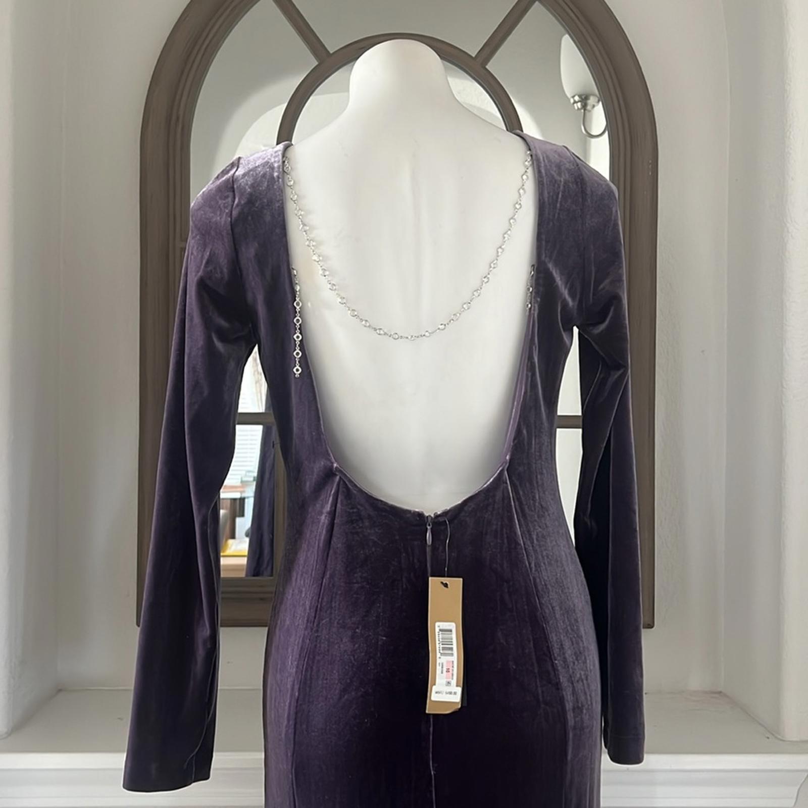 Donna Karan NY Jewel Low Back Velvet Gown in Purple, Size 10 NEW w/Tag $450