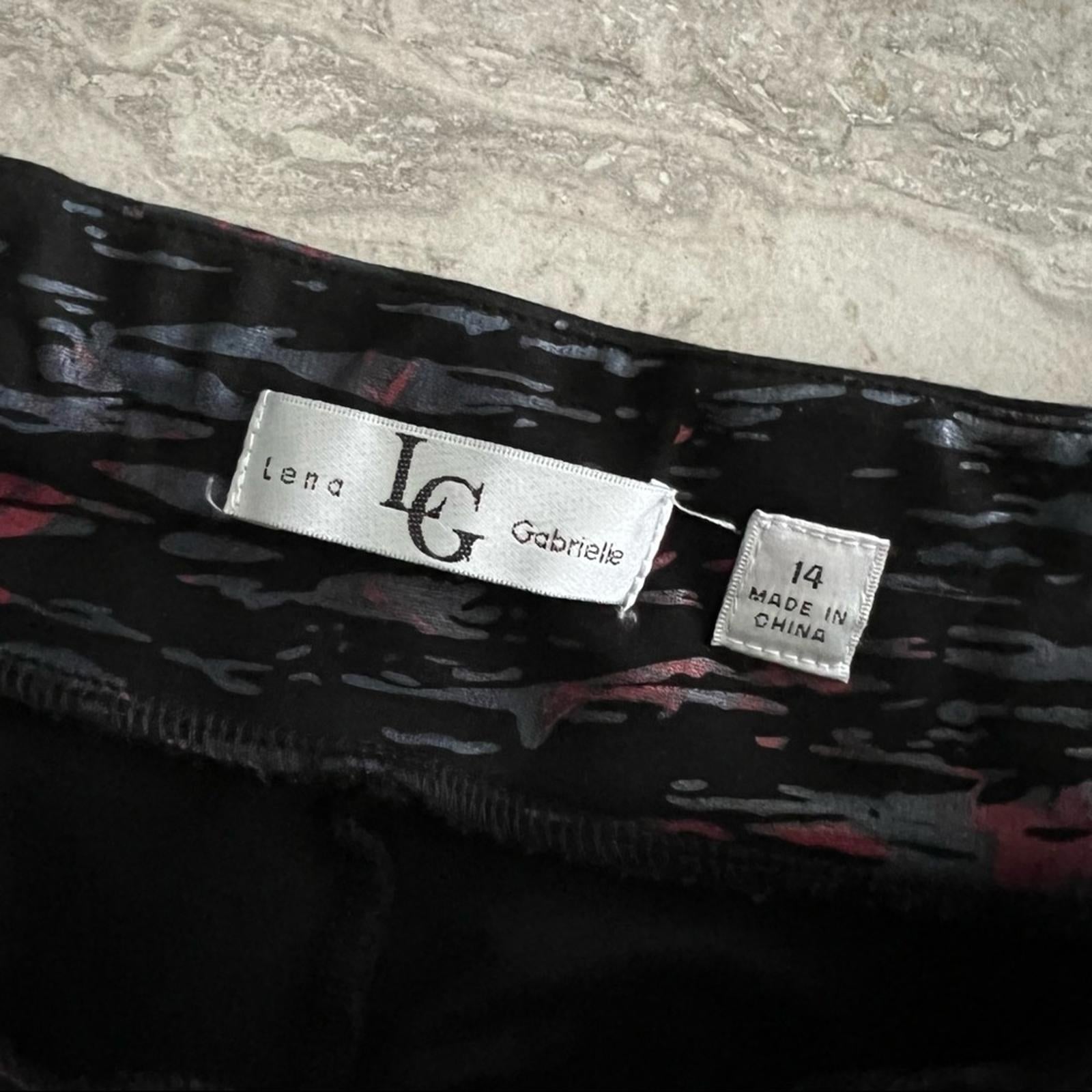 Lena Gabrielle Pull-On Stretch Pants in Black Multi, Size 14 Retail $120