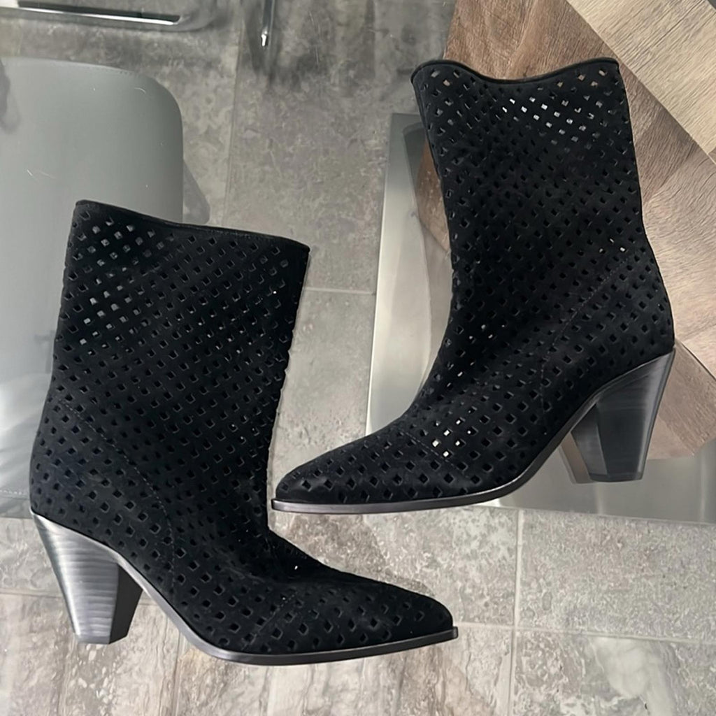 PAIGE Layla Leather Booties in Black, Size 6 New w/o Box Retail $398