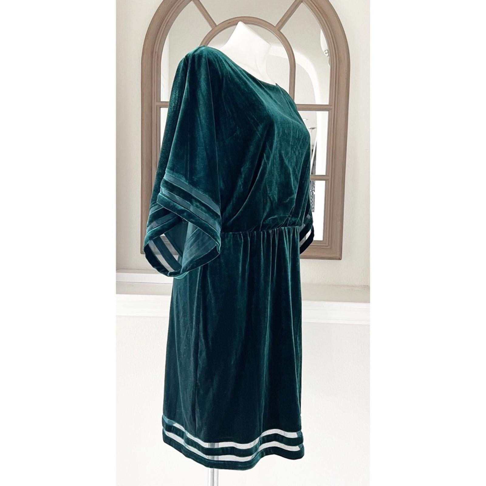 Jessica Howard GREEN Velvet Knee Shift Dress, Size 14 EXCELLENT!