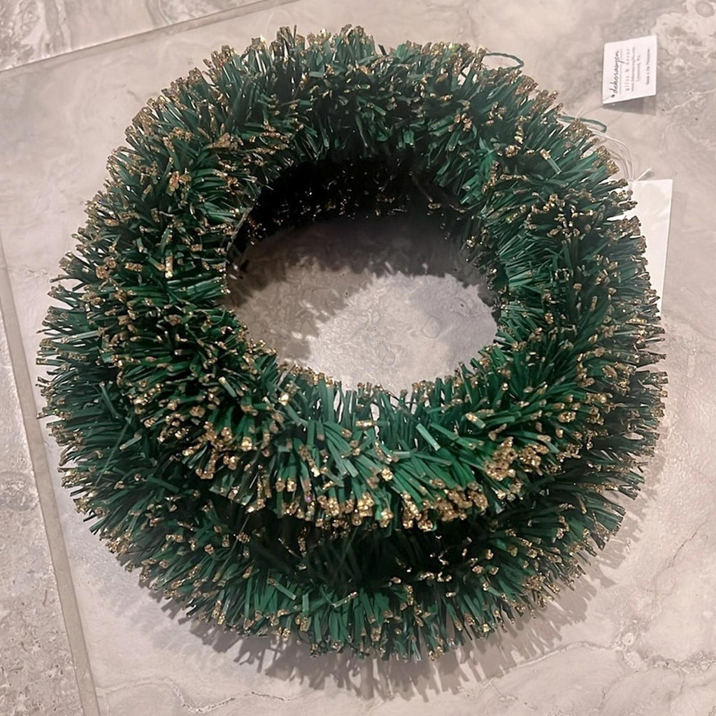 Dekorasyon Pandan Wreath Green w/Glittered Gold Tips, Set of 2, 8" & 10" NEW $90