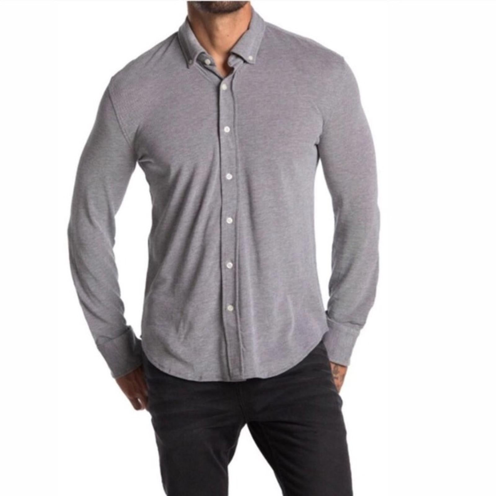 Thomas Dean Textured Button Down Shirt in Grey, Size XXL New w/Tag $125