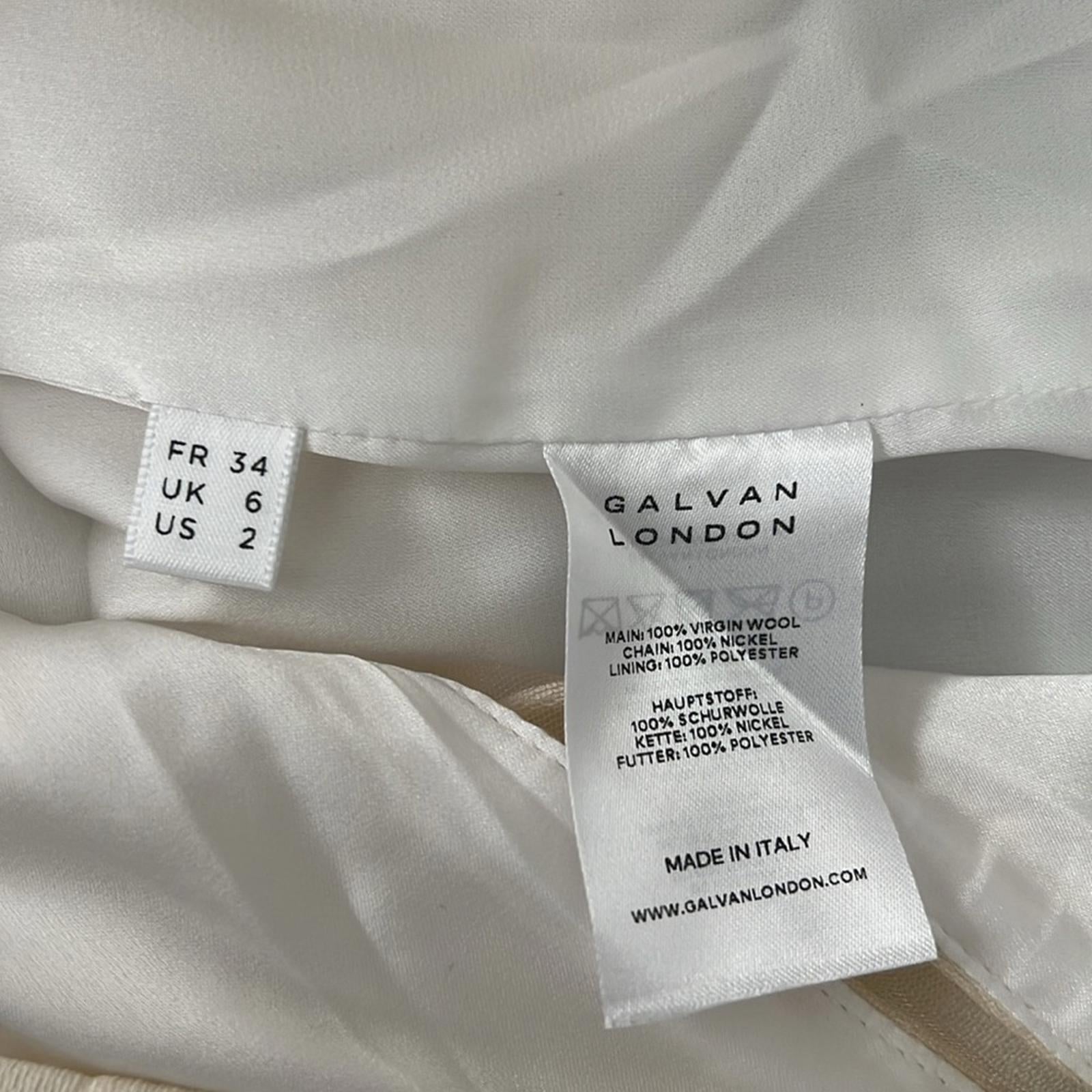 Galvan London Spinal Chain Embellished Blazer in Off White/Silver, NWT, Size 2