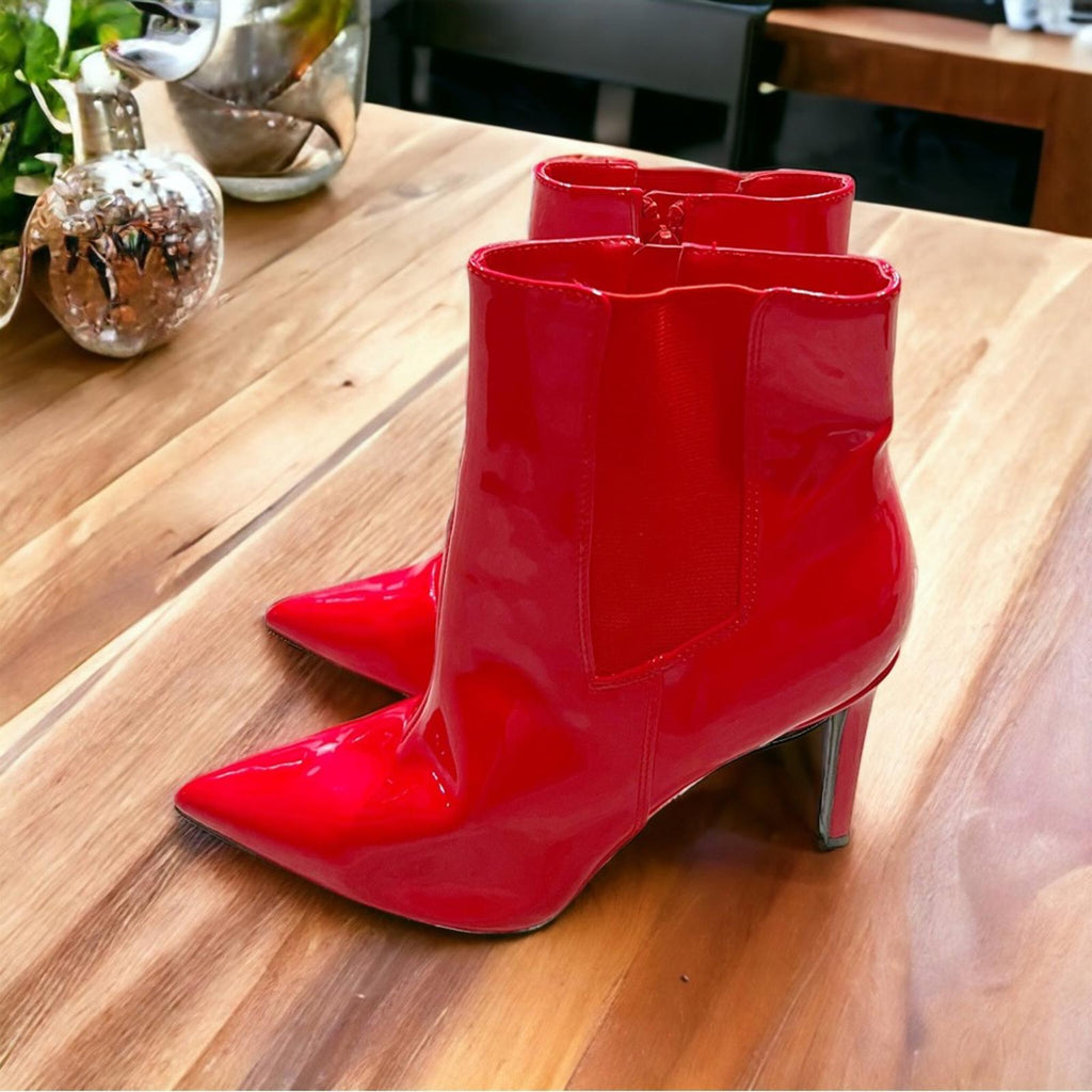 New INC Katalina Pointed-Toe Booties in Red, Size 8