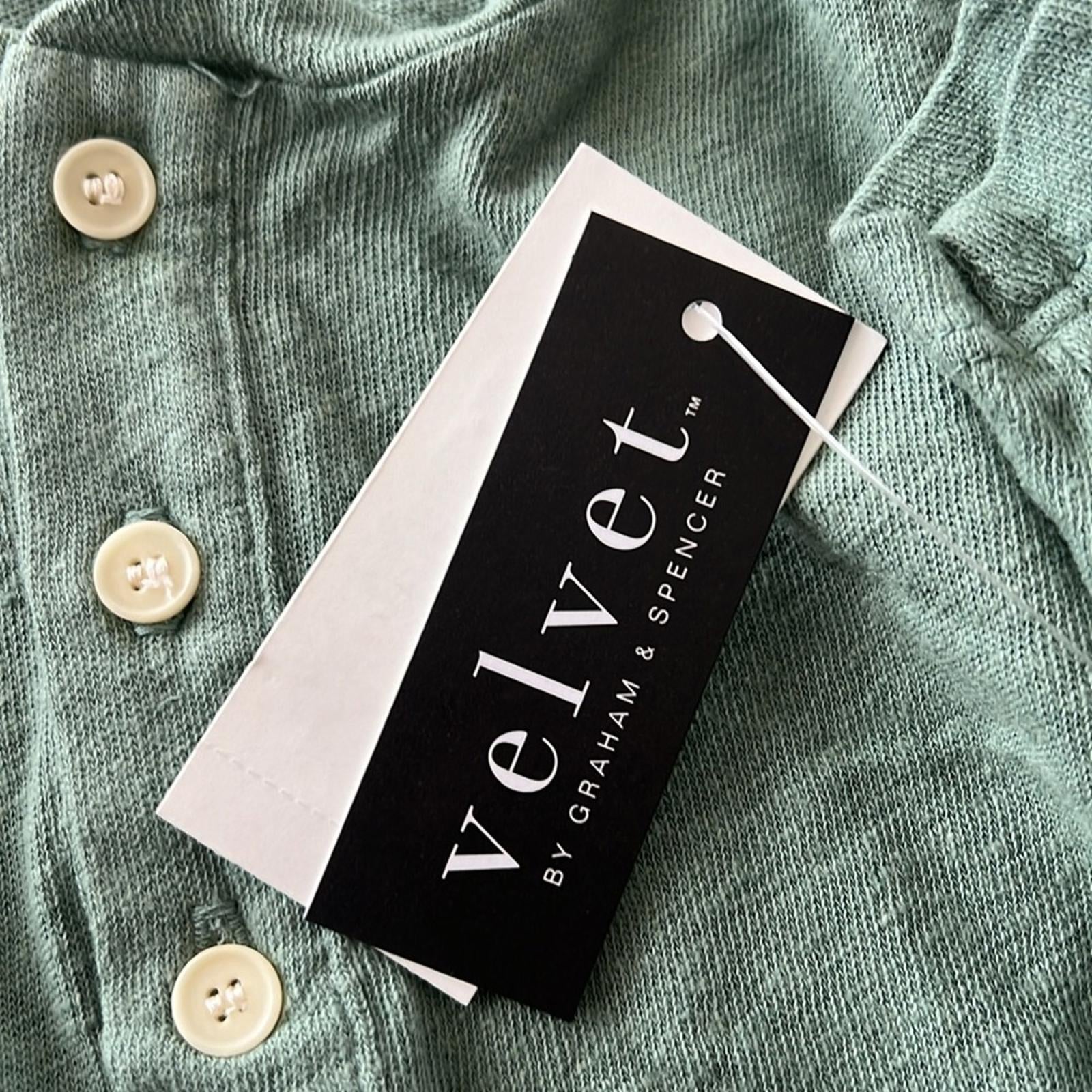 Velvet by Graham & Spencer Lionel Cotton & Linen Solid Henley, Size S New w/Tag
