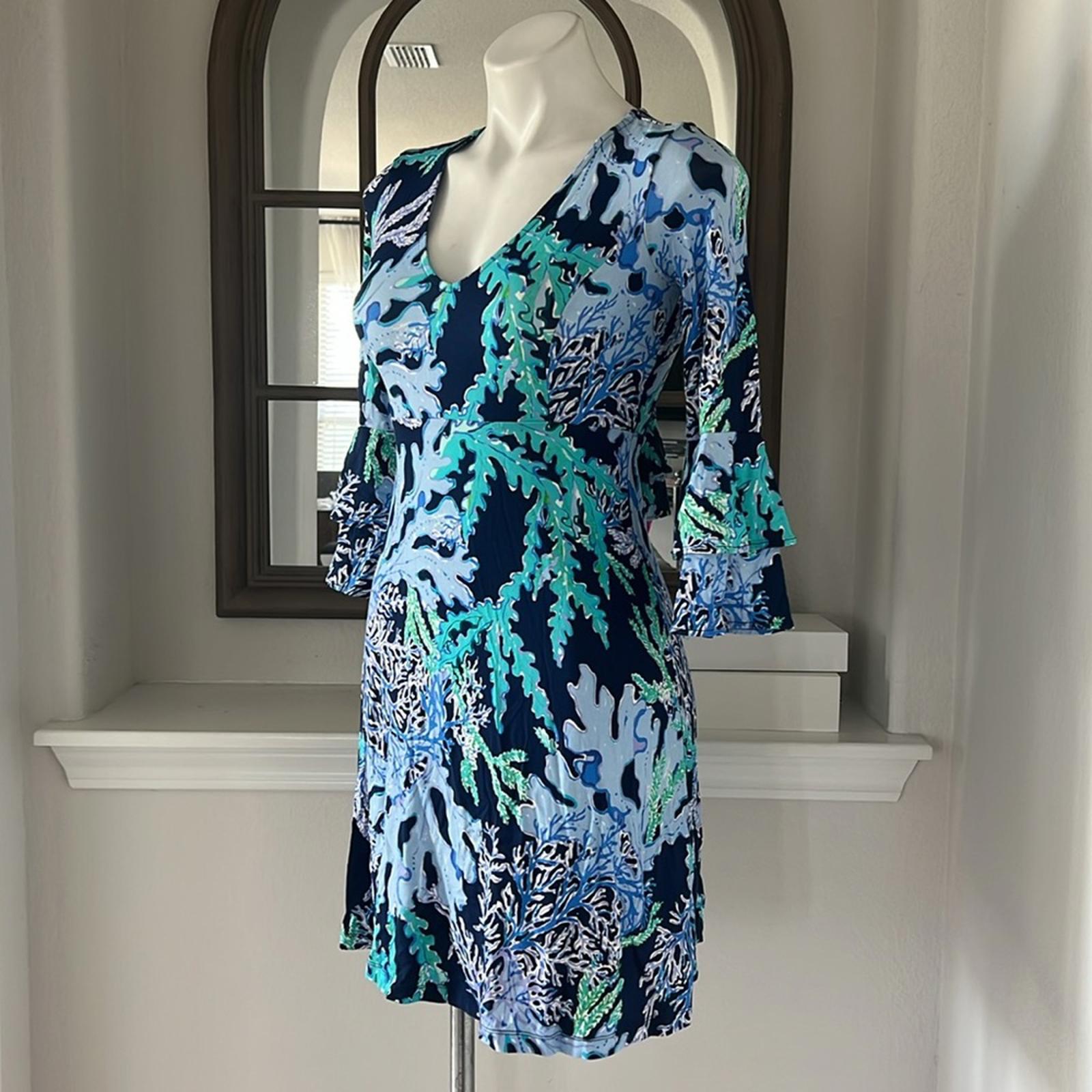 Lily Pulitzer Raina Dress, Indigo Swish & Sway Size XS (Like New) Retail $168