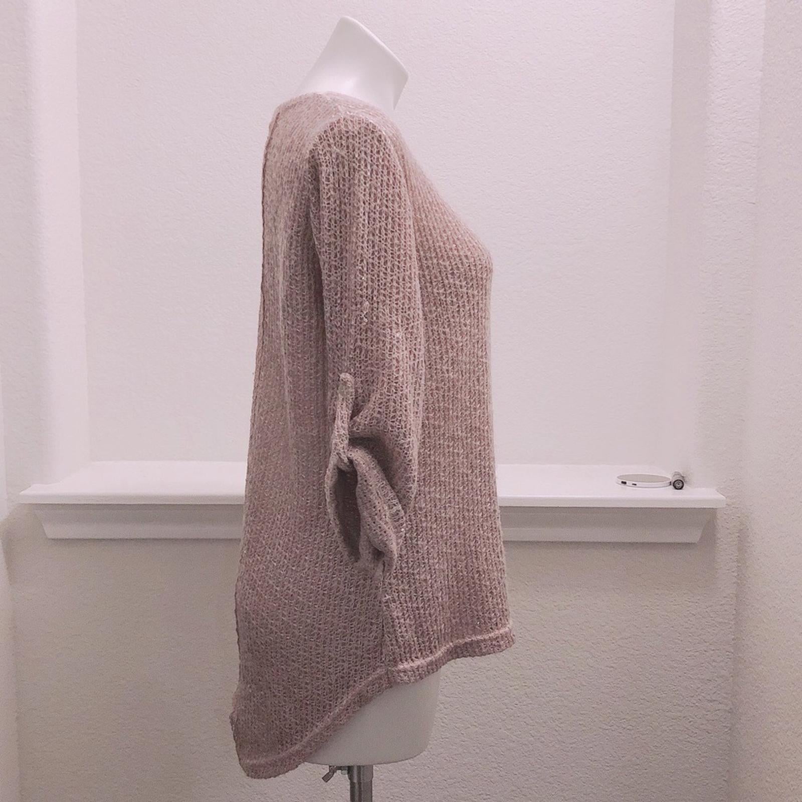 Belle France Lace Back Sweater in Blush Pink, Size L EXCELLENT! Retail $138