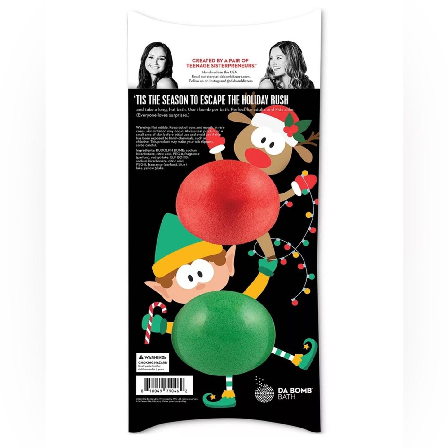 DA BOMB 2-Pc. Bath Fizzers Rudolph & Elf Gift Set New in Package