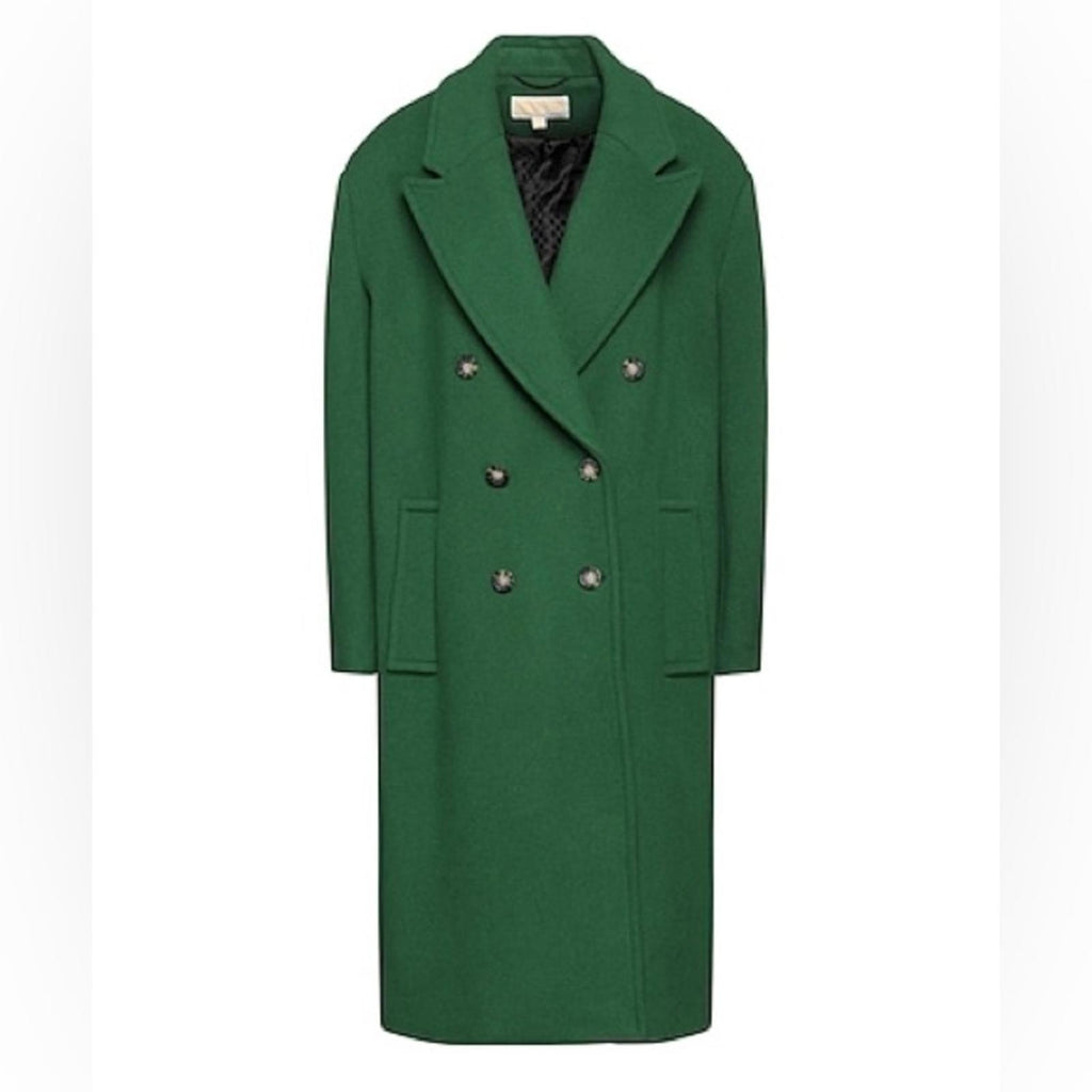 Michael Kors Mensy Double-Breasted Wool Blend Coat in Green, Size XL NEW