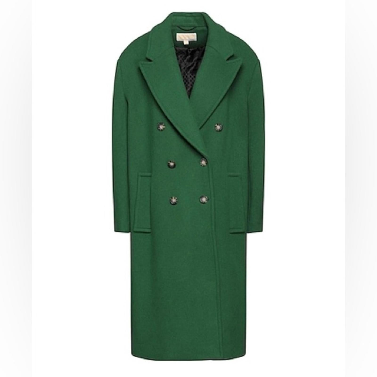 Michael Kors Mensy Double-Breasted Wool Blend Coat in Green, Size XL NEW