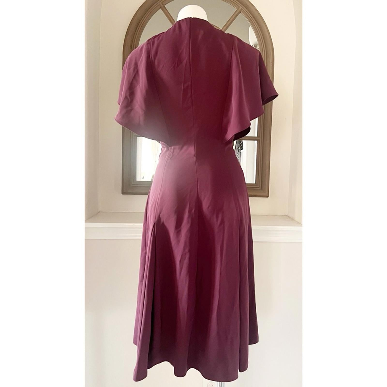 Ted Baker Kasiane Zip-Front Midi Dress in Burgundy Poplin, Size 1/XS Retail $329