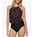 Calvin Klein High Neck Halter Blouson in Black/Red, Size 10 NEW w/Tag $118