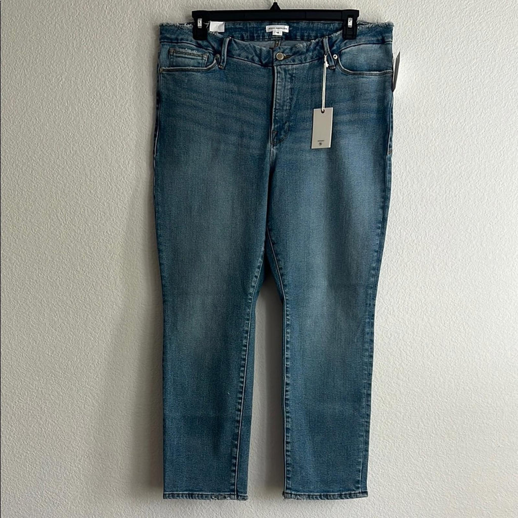 Good American Good Classic High-Rise Jeans in Light Blue, NWT, Size 16