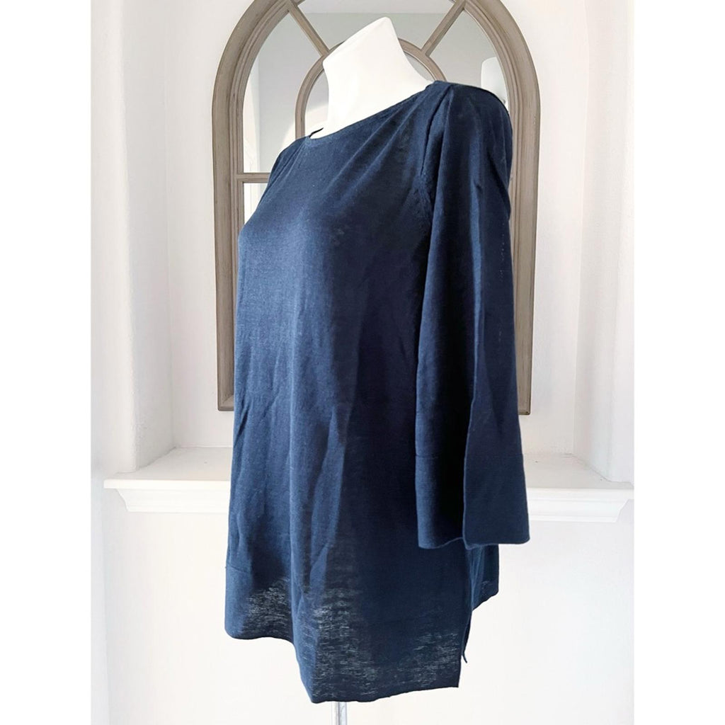 J.Jill Navy Linen Blend Knit Lightweight Sweater, Size 1X New w/Tag Retail $79