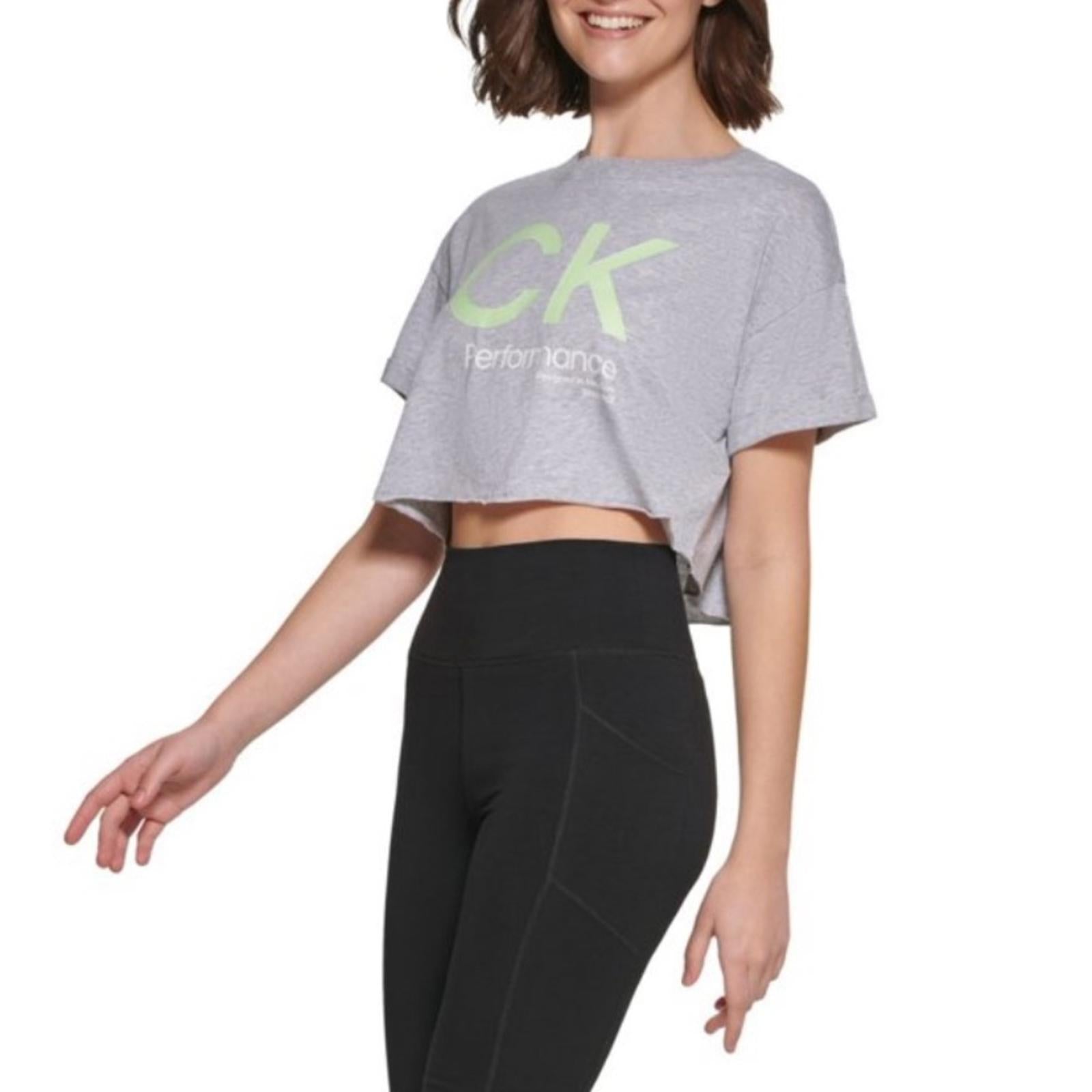 Calvin Klein Cropped Logo T Shirt in Gray, Plus Size XX-Large New w/Tag