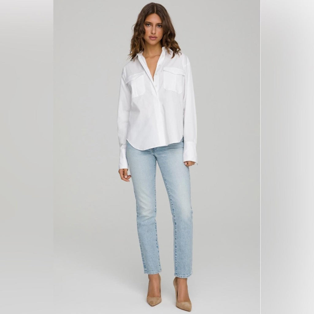 Good American The Good Shirt in White, Size 1 (Small) New w/Tag Retail $129