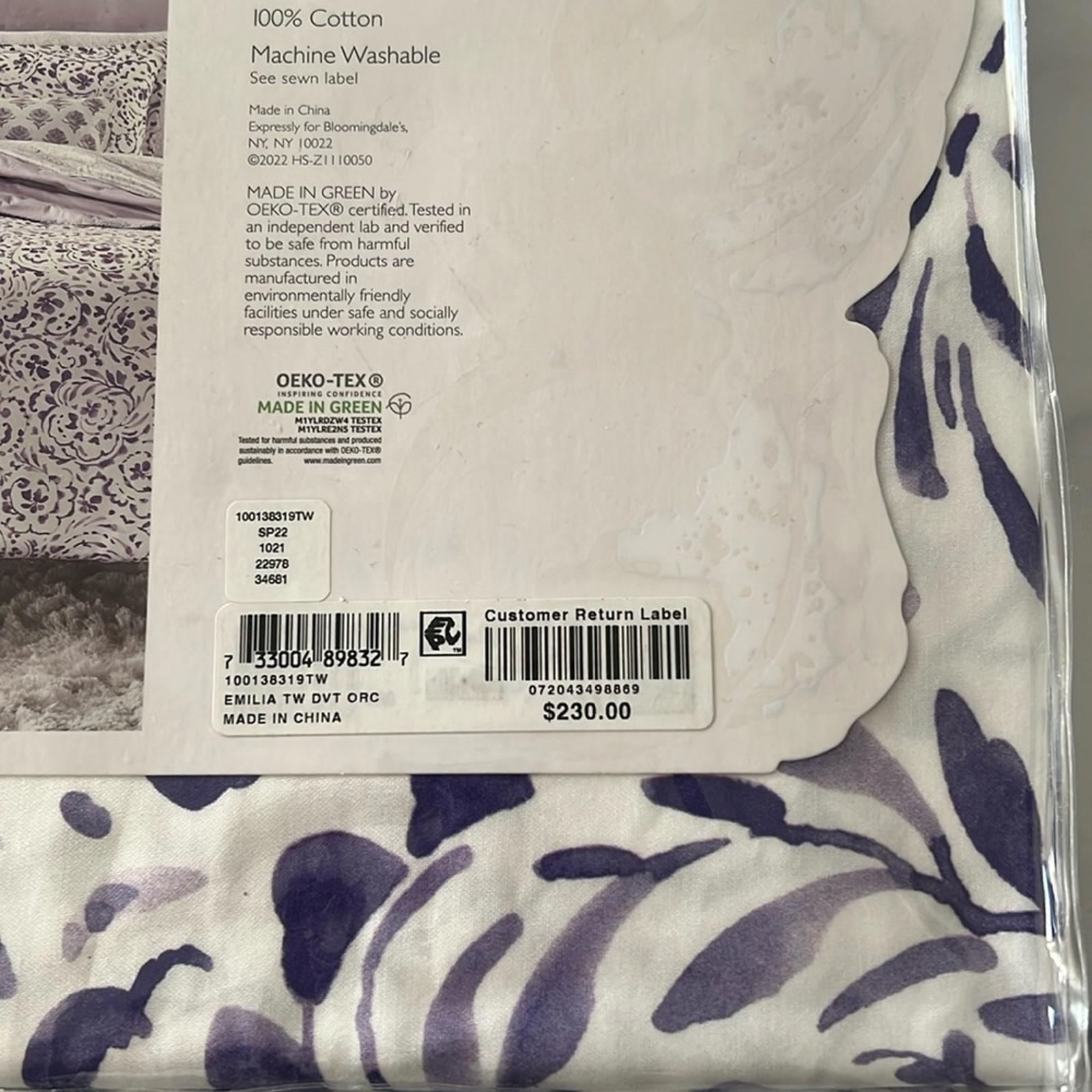 SKY Emilia Paisley 2-Piece Twin Comforter Cover & Standard Pillow Sham, NWT $230
