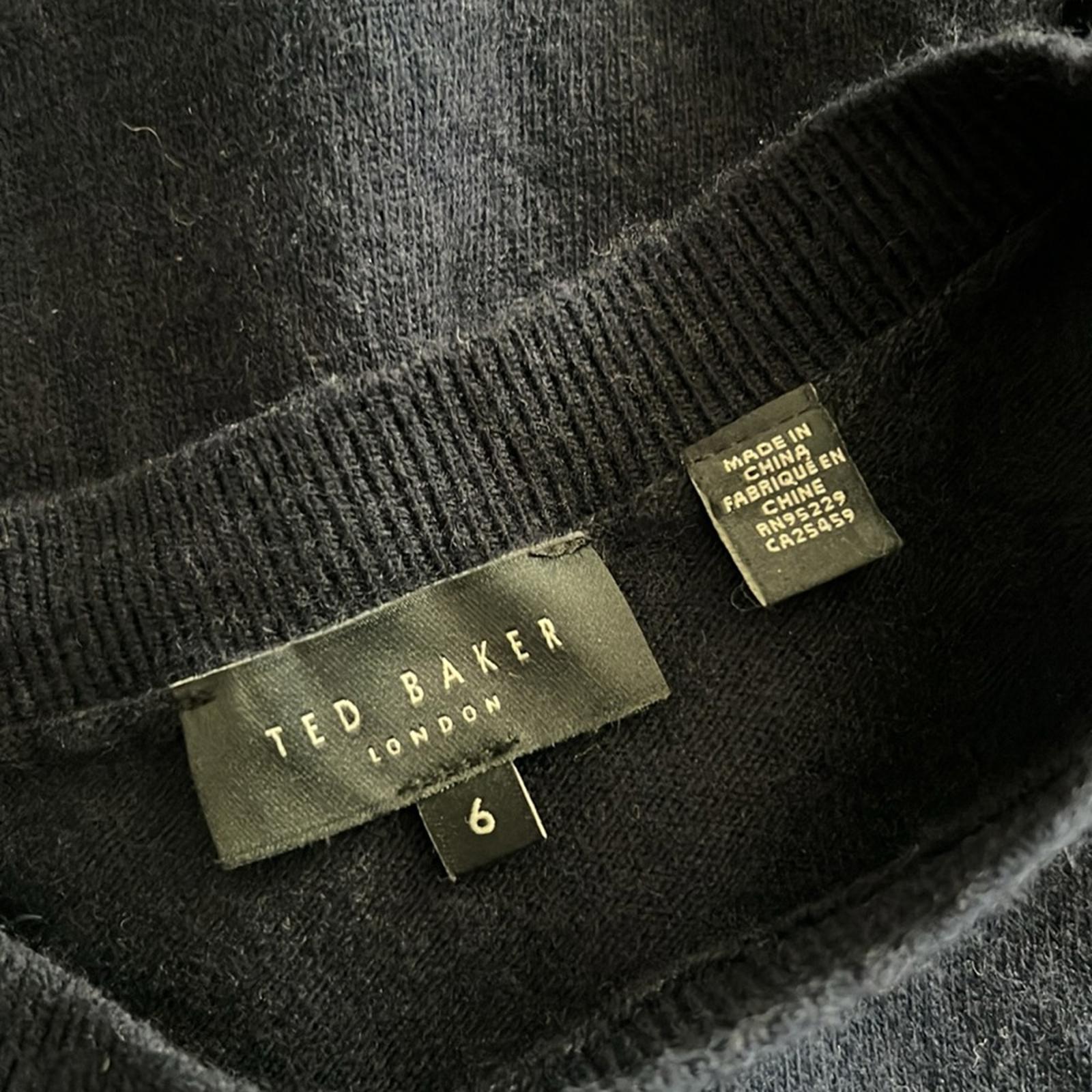 Ted Baker Essya Cashmere-Blend Midi Sweaterdress in Navy, Size Ted 6 EXCELLENT