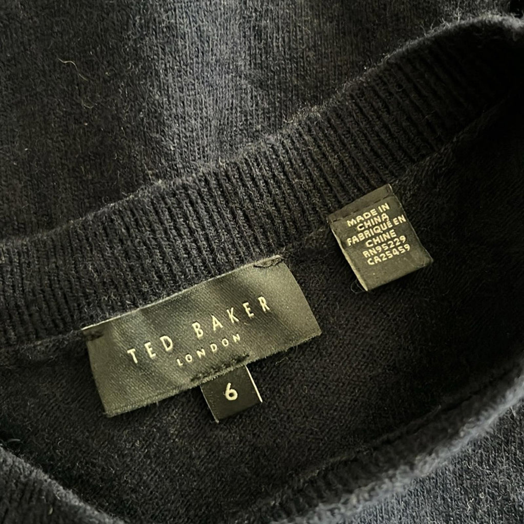 Ted Baker Essya Cashmere-Blend Midi Sweaterdress in Navy, Size Ted 6 EXCELLENT
