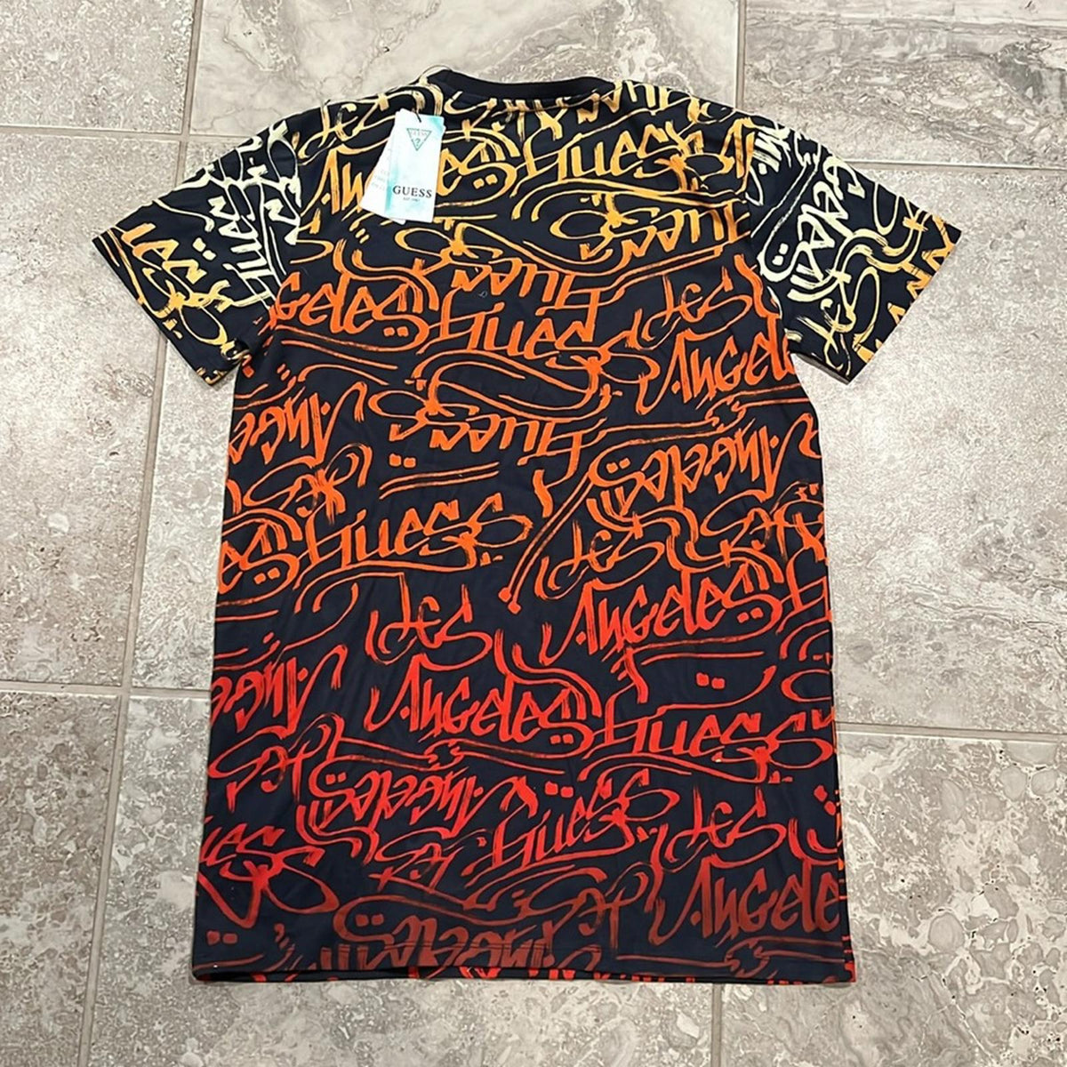 NEW Guess Future Text Moroccan Blue Short Sleeve T-Shirt Boy Size 18 New w/Tag