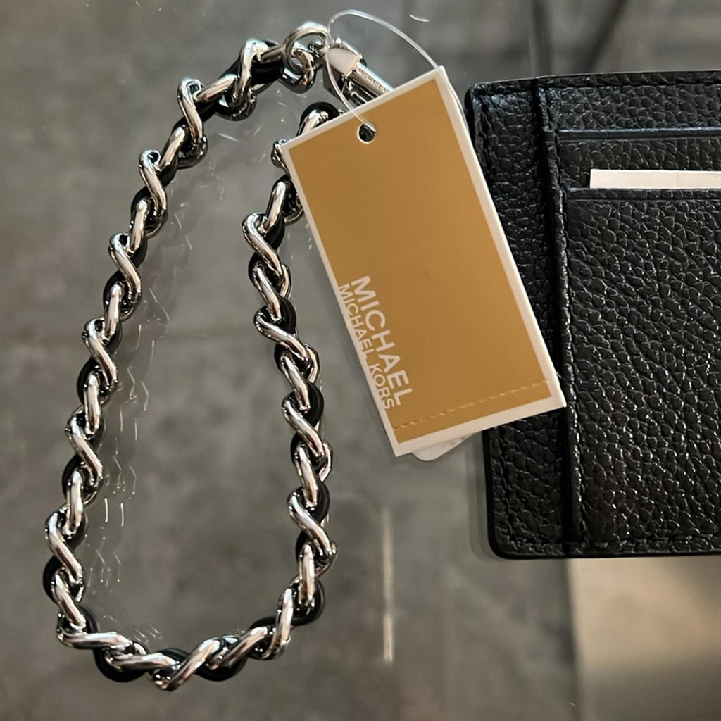 Michael Kors Jet Set Chain Cardholder, Black & Silver Finish, New w/Tag $128