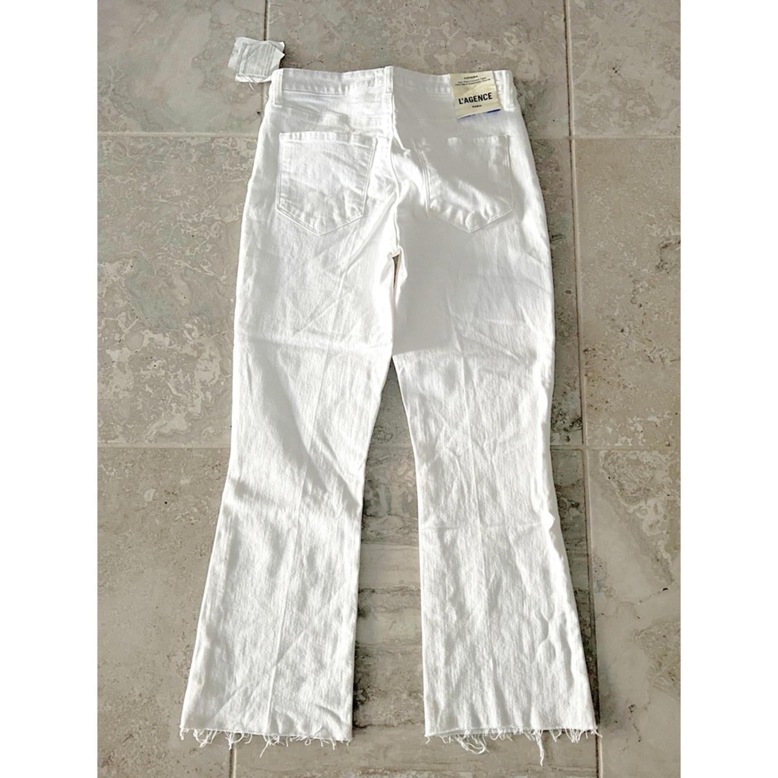 New L'Agence Kendra High-Rise Crop Flare Jeans White, Size 28 New w/Tag $275
