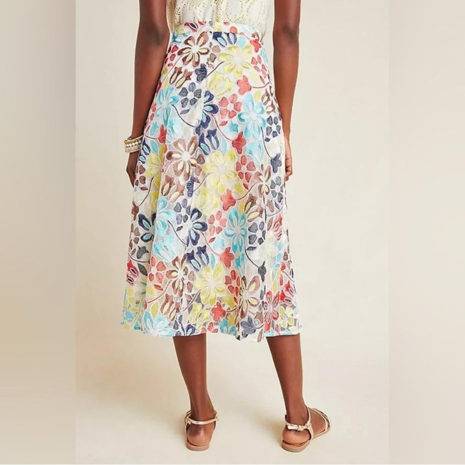 Anthropologie’s Eva Franco Floral Print Lace-Over Midi Skirt, Plus Size 16W $150