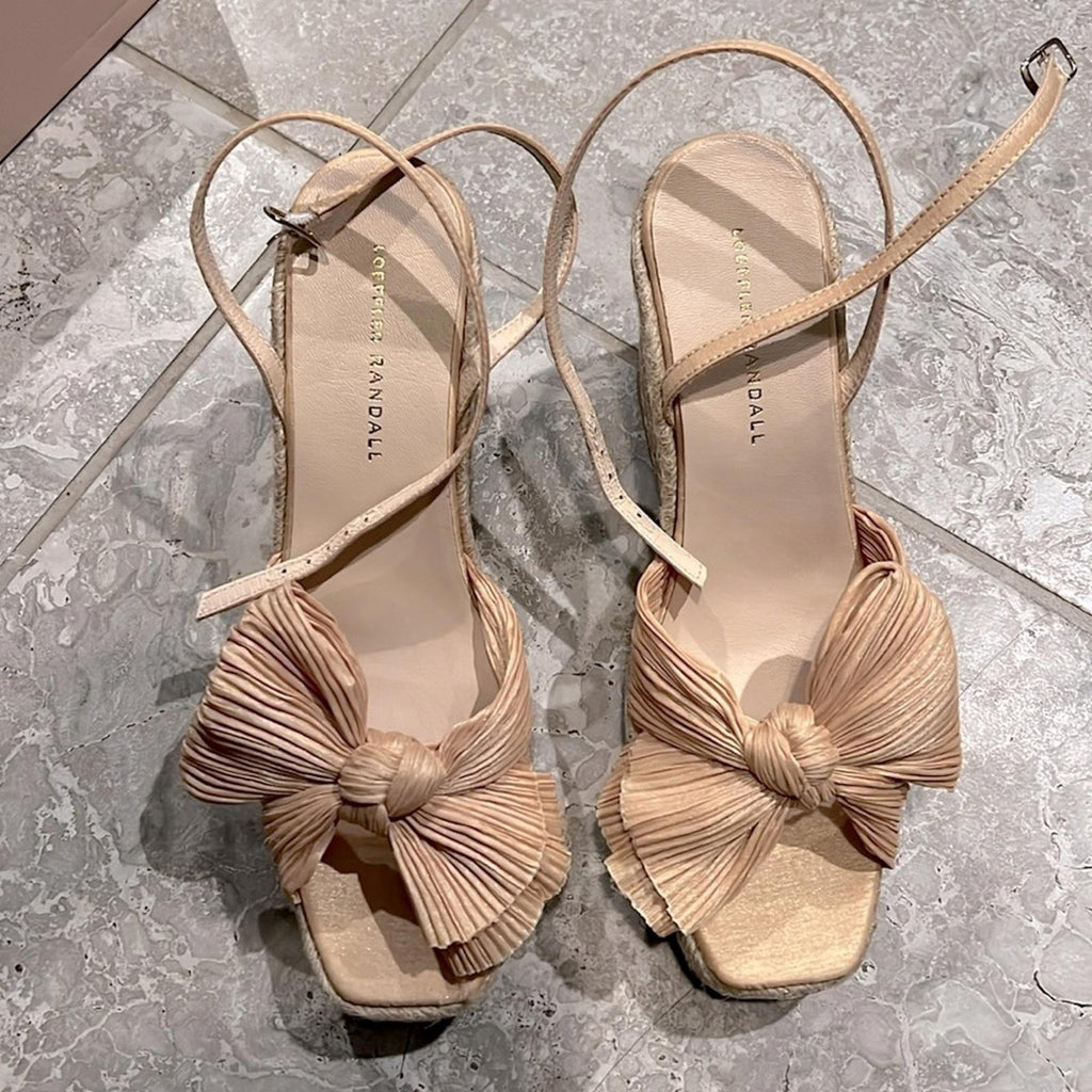 Loeffler Randall Peri Espadrille Wedge Sandals in Tan, Size 41/11 New in Box