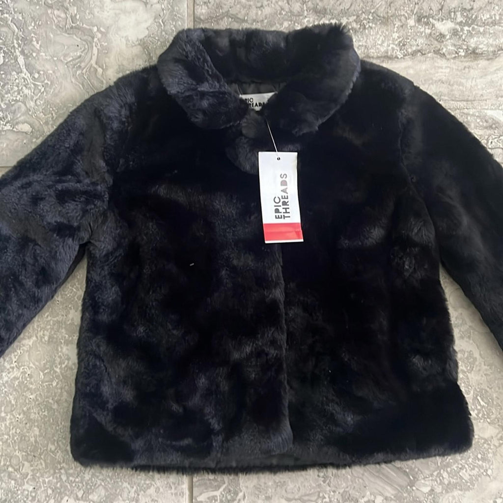 Epic Threads Girl’s Faux Fur Jacket in Deep Black, NWT, Size 3T