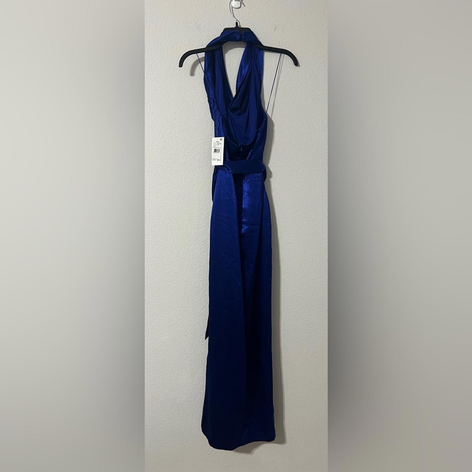 Aidan Mattox Satin Cowl Neck Gown in Royal Sapphire, Size 0 NEW w/Tag $220