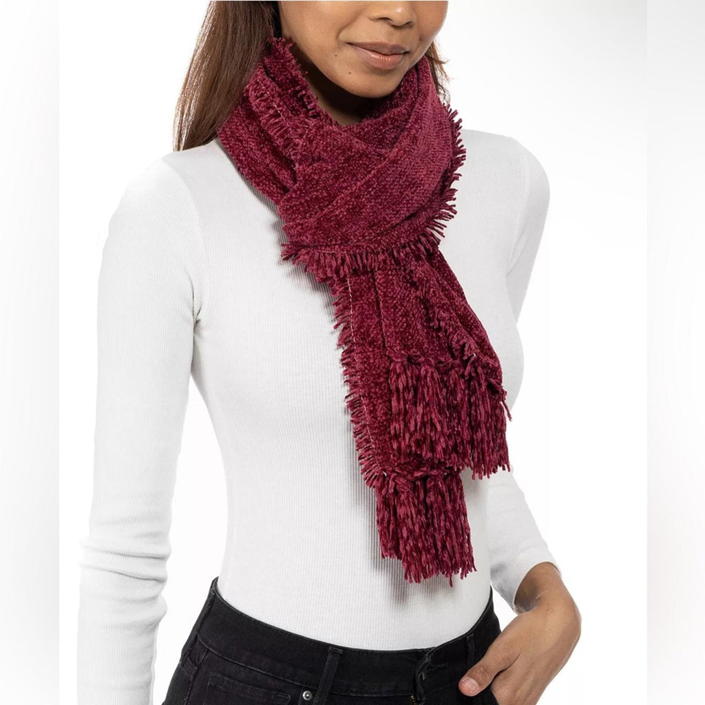 Charter Club Solid Chenille Scarf in Wine, One Size New w/Tag