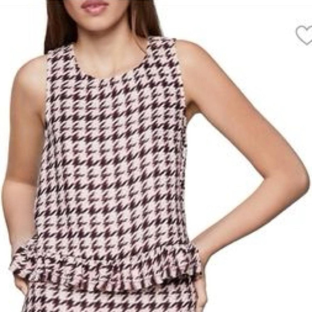 BCBGeneration Ruffle Hem Sleeveless Woven Top in Pink Red, Size XL