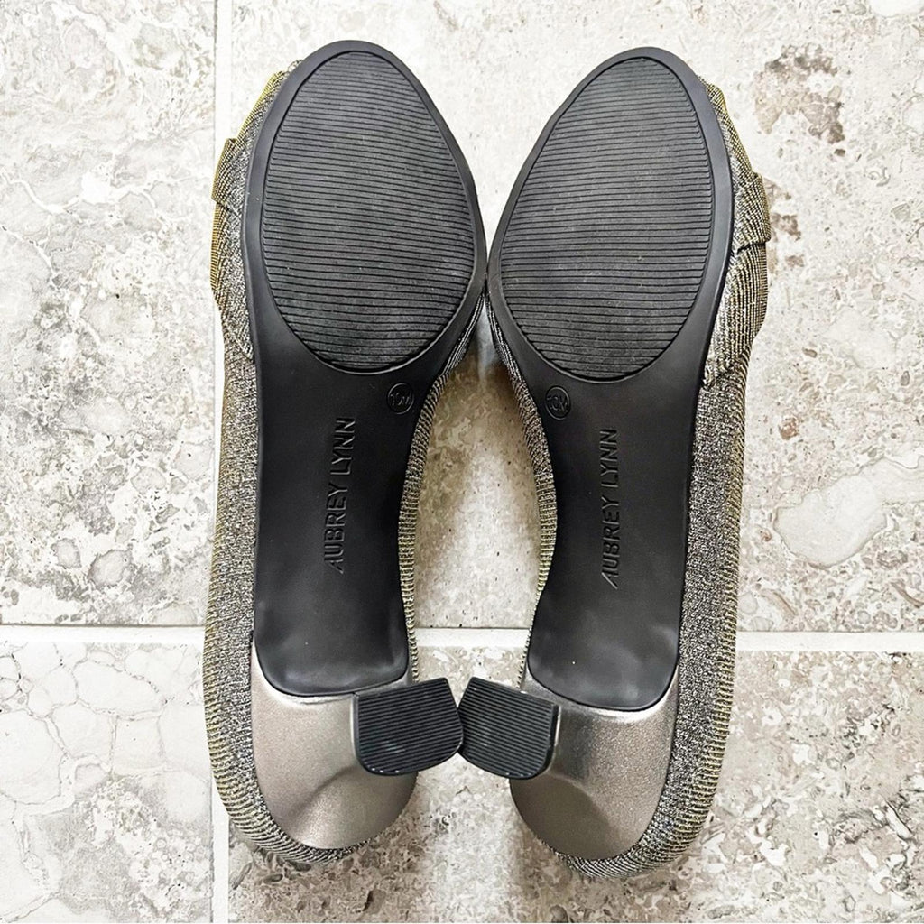 Aubrey Lynn Al-Abbey Dark Gold/Pewter Evening Glitter Shoes, NWT, Size 10