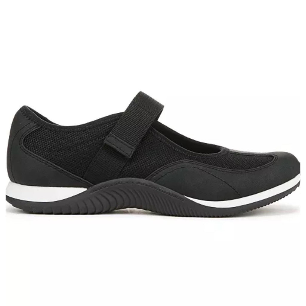 Dr. Scholl's Goodie Mary Jane Sneakers in Black Knit Fabric/Faux Leather, Size 6