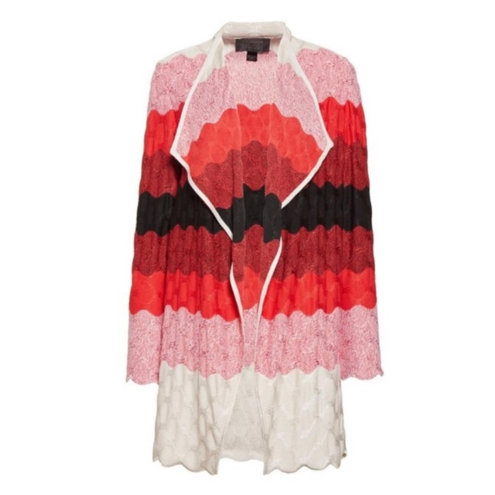 ST. JOHN Red Ombré Cardigan, Caviar / Tikka Red Multi Size S New w/Tag $1195