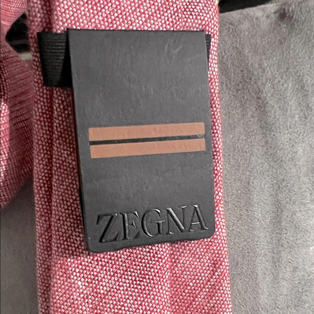 Zegna Lino Linen Medium Red Solid Neck Tie, One Size, New w/Tag
