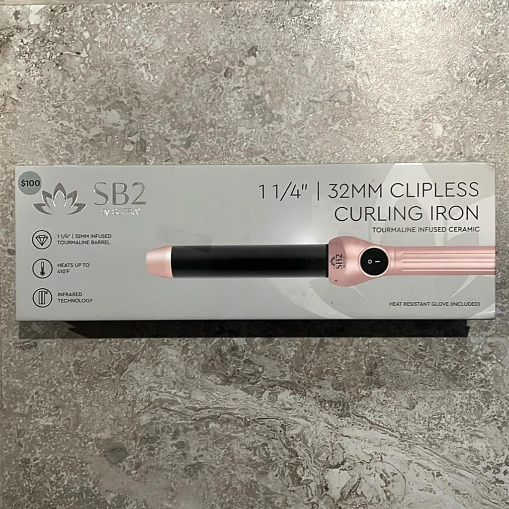 SB2 1¼” | 32MM Clipless Curling Iron +Heat Resistant Glove Lifetime Warranty NWT