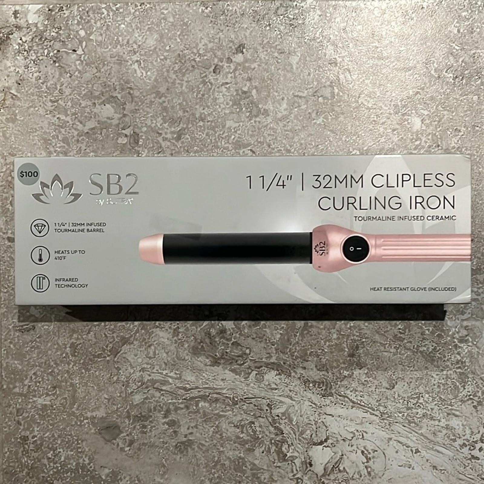 SB2 1¼” | 32MM Clipless Curling Iron +Heat Resistant Glove Lifetime Warranty NWT