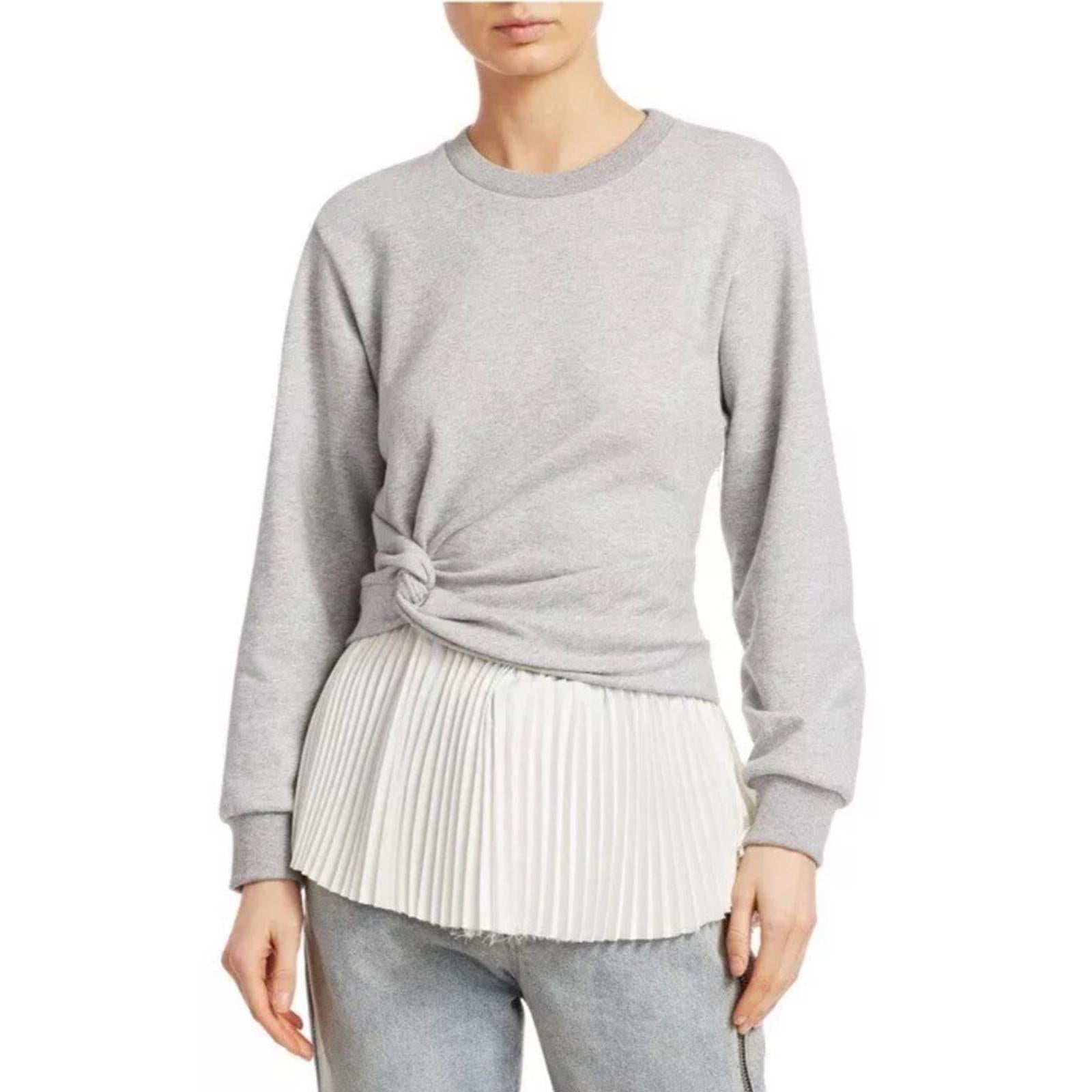 3.1 Phillip Lim Twist Detail Pleated Peplum Long-Sleeve Top, Size S Retail $375