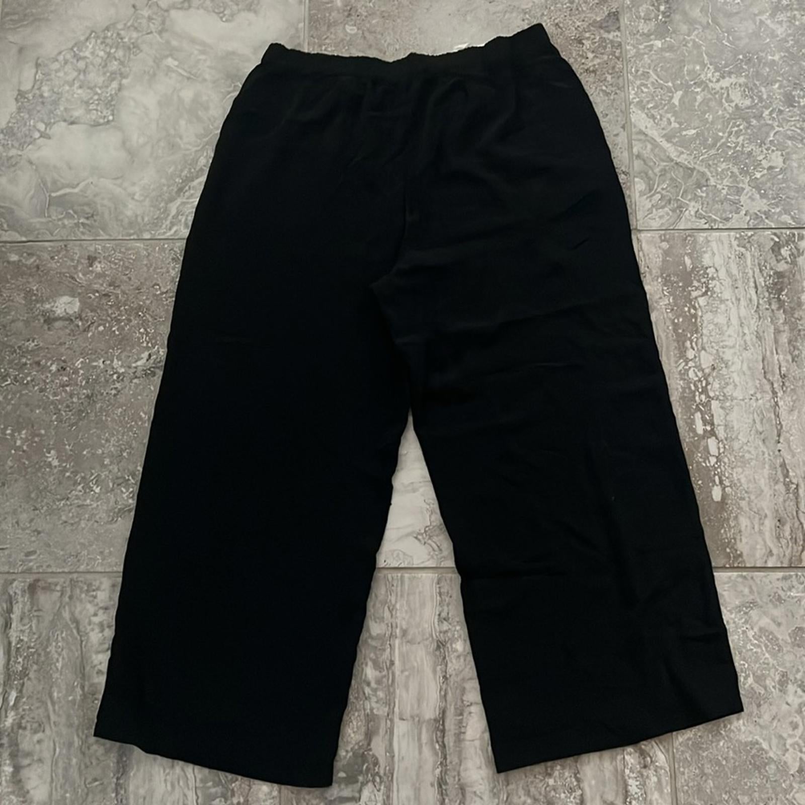 Eileen Fisher Wide Leg Cropped Pants in Black, Size Large New w/Tag Retail $218