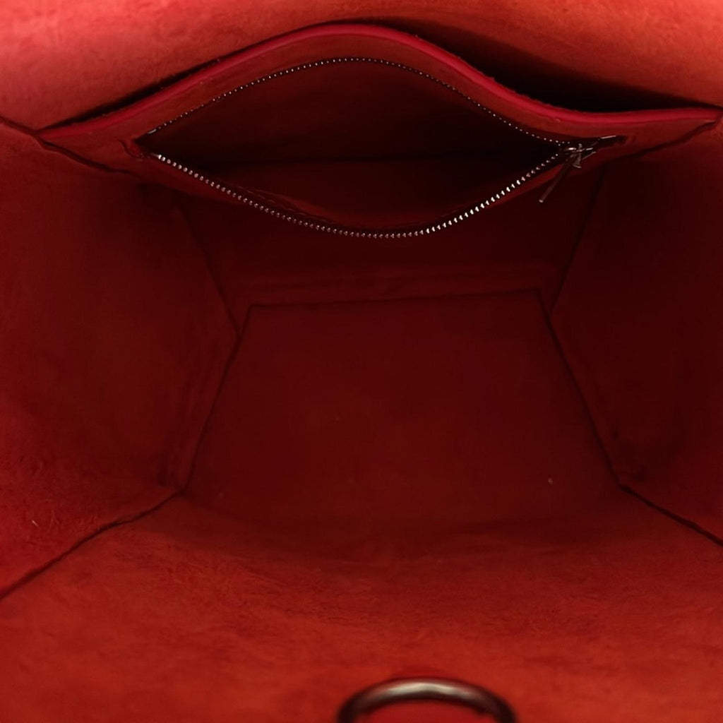 Celine Sangle Small Bucket Bag in Small Grain Calfskin in Red, Like NEW