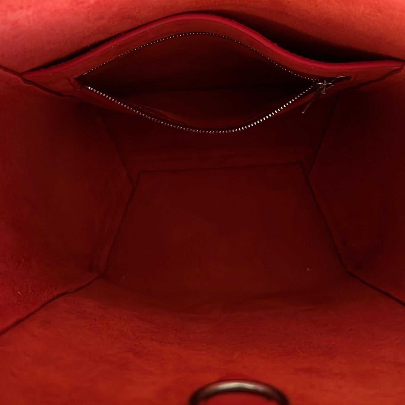 Celine Sangle Small Bucket Bag in Small Grain Calfskin in Red, Like NEW