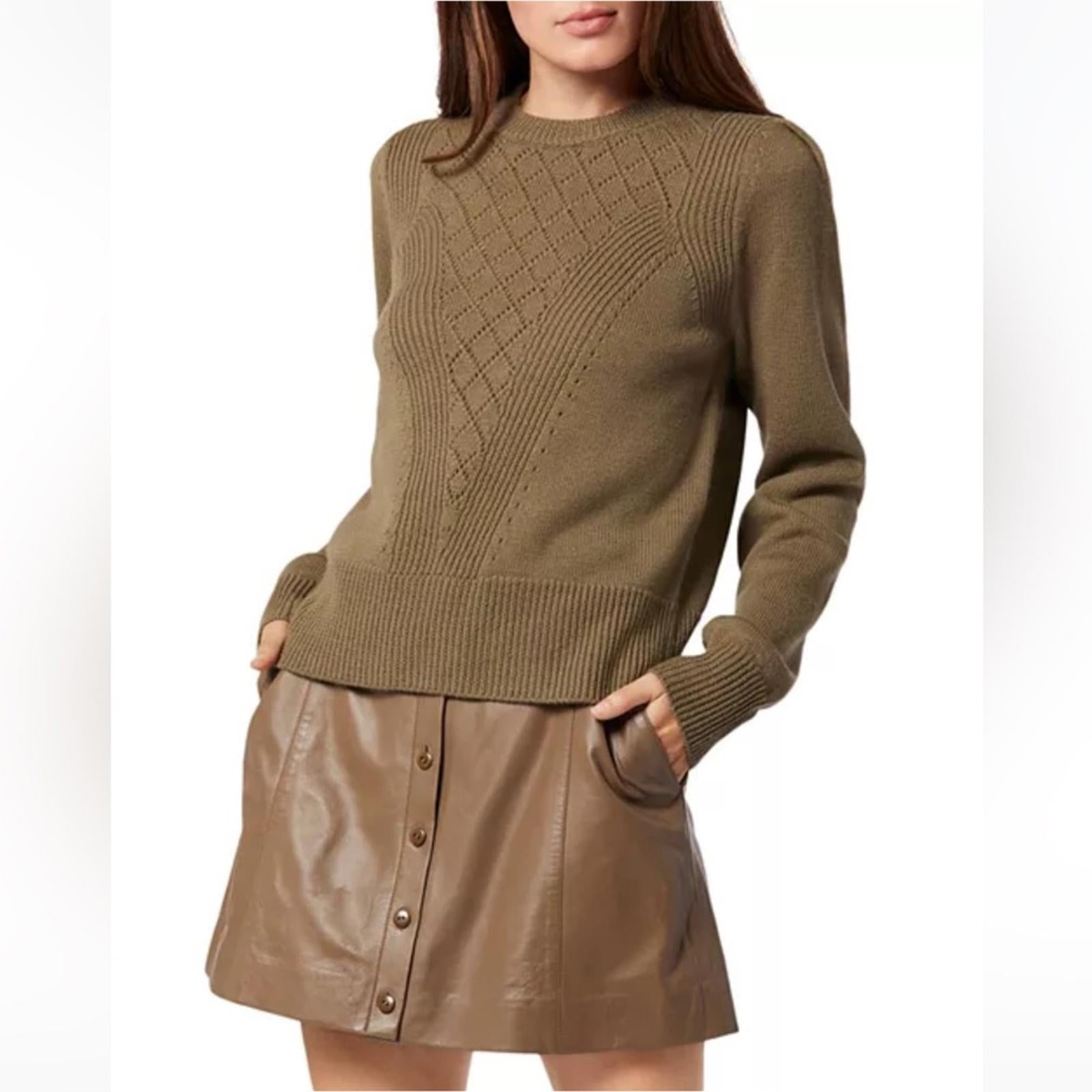 Joie Iena Pointelle Knit Sweater in Stone Grey, Size XS NEW w/Tag $328