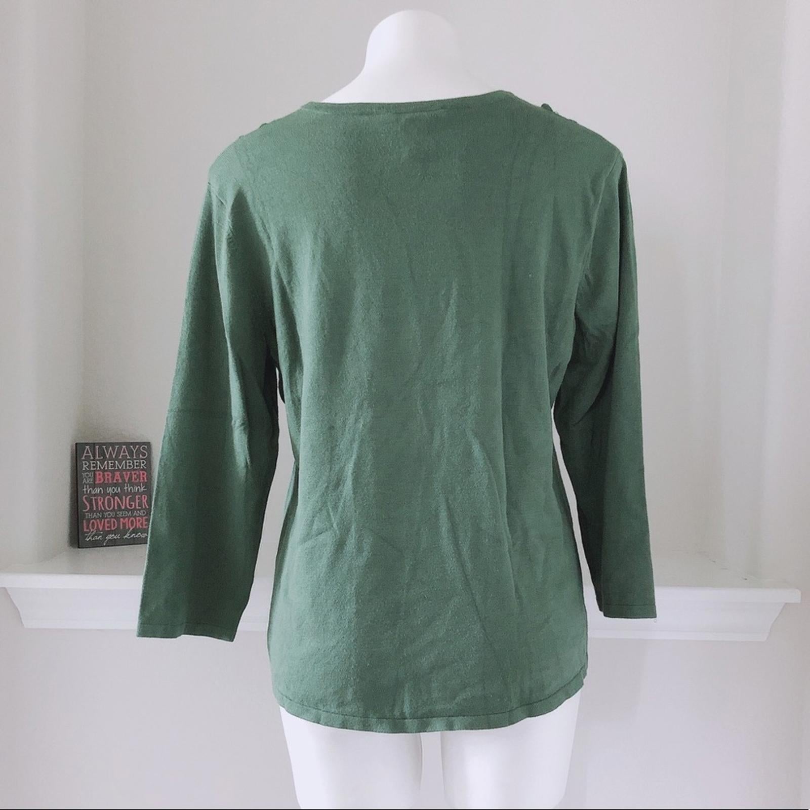 Chelsea & Theodore Green Knit Top / Cold-Shoulder Sweater Size XL