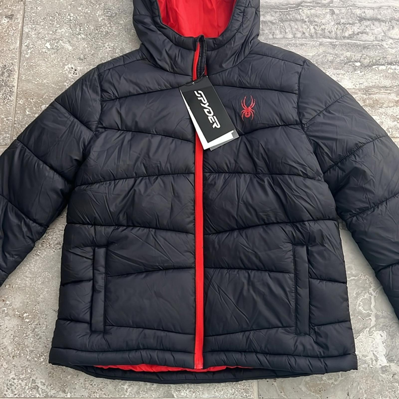 Spyder Kid’s District Hooded Puffer Jacket in Black Size L, New w/Tag