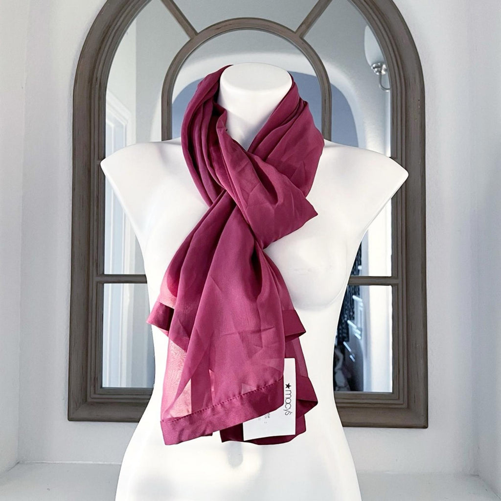 NWT Calvin Klein Satin Trim Evening Wrap, Burgundy