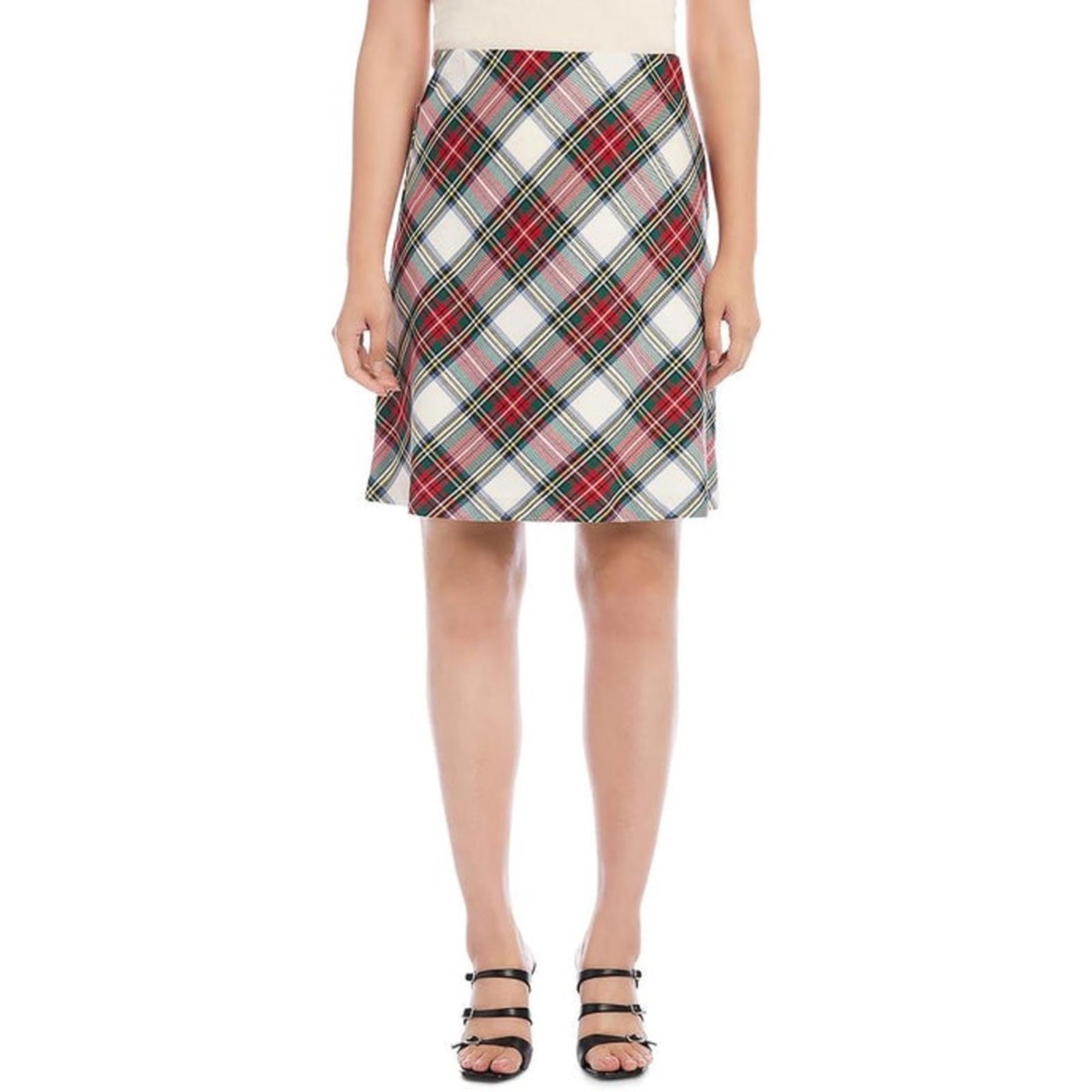 Karen Kane Bias Cut Plaid Pencil Skirt, Above Knee Size L New w/Tag Retail $118