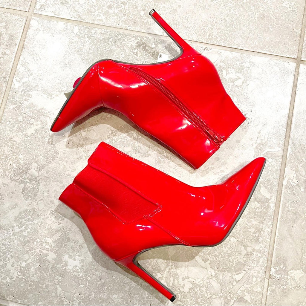 New INC Katalina Pointed-Toe Booties in Red, Size 8