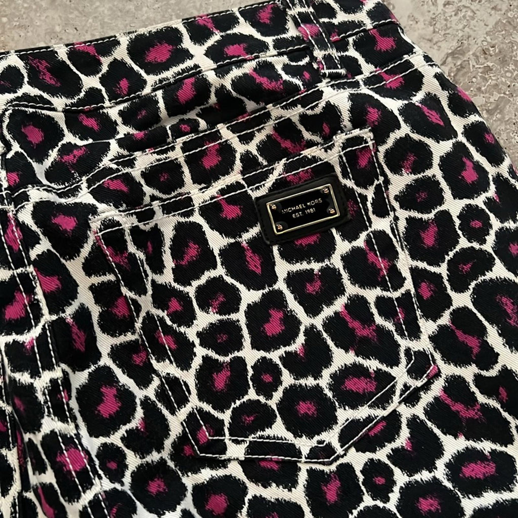 Michael Kors Animal Print Skinny Jeans, Black/ Purple/ White Size 2
