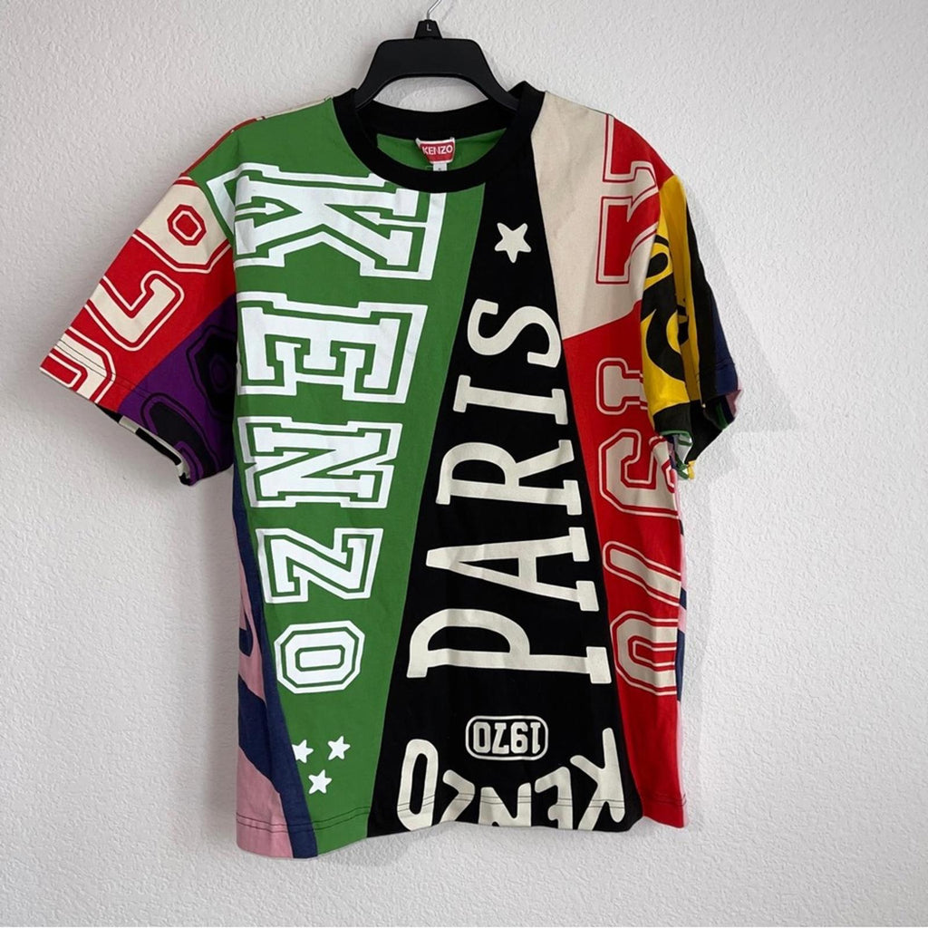KENZO Flag Print Oversize Cotton T-Shirt, Size S New w/Tag Retail $475